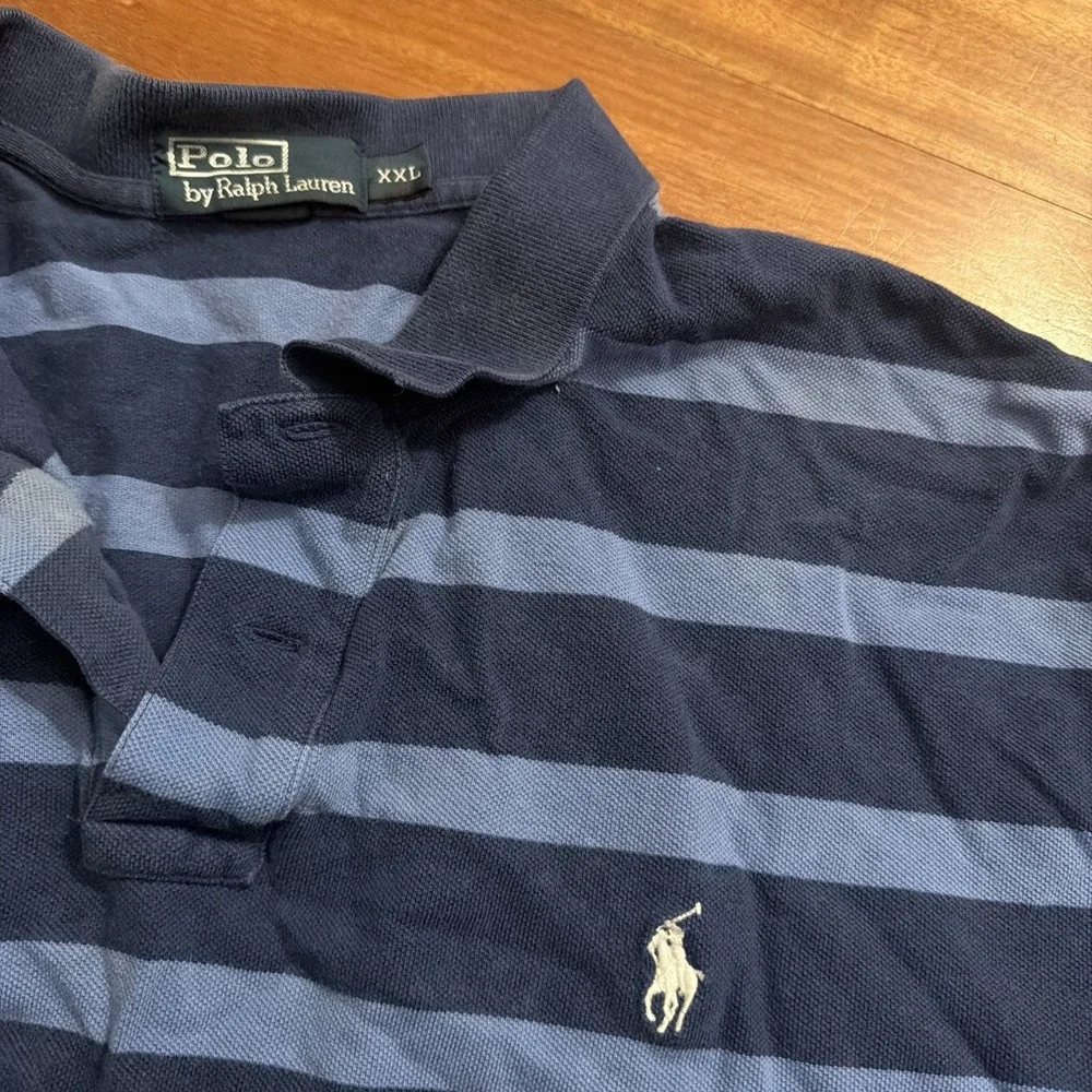 Polo Ralph Lauren Blue Big Stripes XXL Collared Shirt Men's White Pony